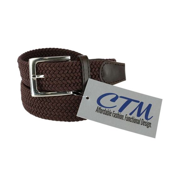 CTM Men's Big & Tall Elastic Braided Stretch Belt with Silver Buckle - Picture 3 of 4